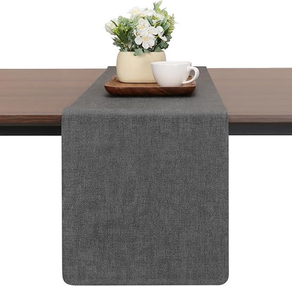 Table Runners 55 Inches Long, Dual-Sided Faux Leather Farmhouse Table Runner Waterproof Heatproof Non-Slip for Living Room Party Home Decor Holiday Decorations(Gray, 12 x 55 Inch)
