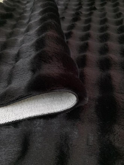 GLORY RUGS Area Rugs Bubble Soft Faux Rabbit Fur Rug 5x7 Polar Black Plush Carpet Shag Cozy Fluffy Rug Non Slip Rugs, Machine Washable Shaggy Area Rug Bedroom Living Room and Dining Room.