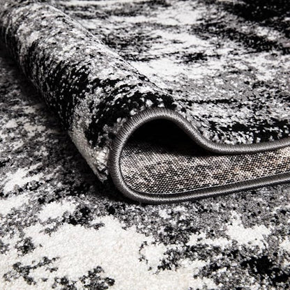 Keen Home Design Area Rugs - 2x16 Non-Shedding, Abstract Rugs for Kitchen, Living Room, Bedroom, Dining Room, Entryway - Size: 2'8" x 16', Abstract Black