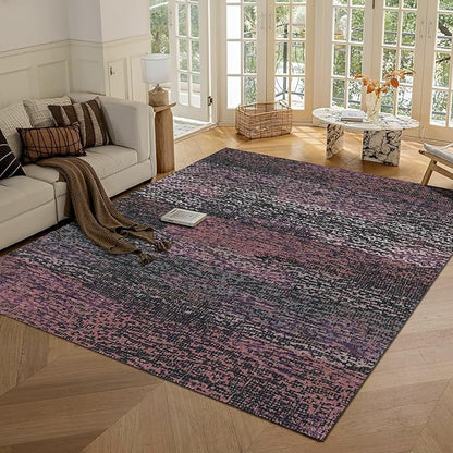 RUGSURE Washable Area Rug - 1/6 Thick - Stain & Water Resistant Non-Slip - Resistant Rug for Living Room, Bedroom, Nursery, Pet & Child Friendly, Vintage Charm Area Rugs (Burgundy, 6' x 9')