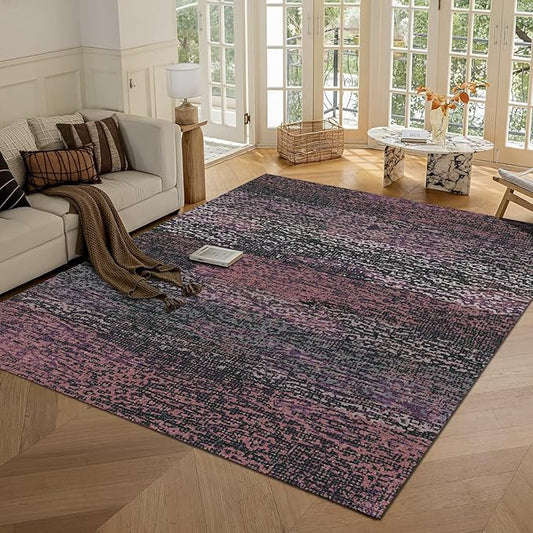 RUGSURE Washable Area Rug - 1/6 Thick - Stain & Water Resistant Non-Slip - Resistant Rug for Living Room, Bedroom, Nursery, Pet & Child Friendly, Vintage Charm Area Rugs (Burgundy, 5' x 7')