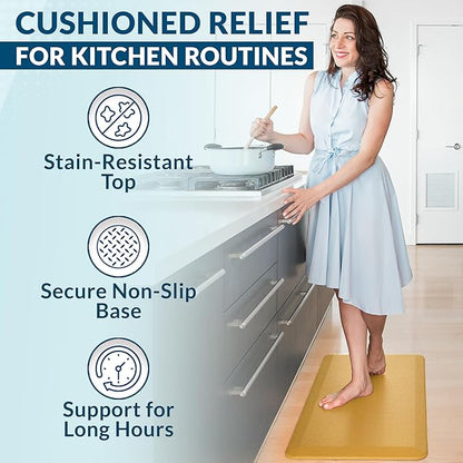 ComfiLife Anti Fatigue Floor Mat – 3/4 Inch Thick Kitchen Mats for Floor, Standing Desk Mat, Kitchen Rug – Comfort at Home, Office – Durable – Stain Resistant – Non-Slip Bottom (20" x 39", Mustard)