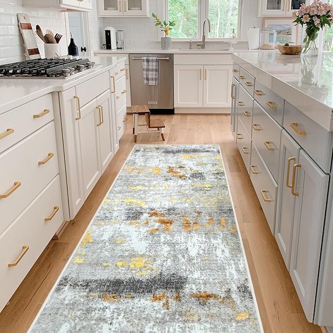 Runner Rug Washable 2x30 FT, Non Slip Rubber Backing Abstract Carpet, Soft Area Rugs for Bedroom Kitchen Hallway Entryway Bathroom, Customized