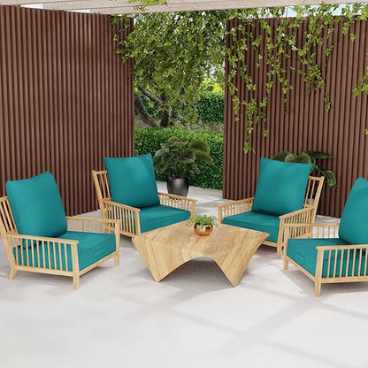 Outdoor Olefin Water-Resistant Deep Seat Cushion Set, 2PCS Weather and Fade Resistant 24''x 24''x 6'' Patio Furniture Seat Cushion, Thickened Sofa Chair Pad for Lawn, Garden, Turquoise