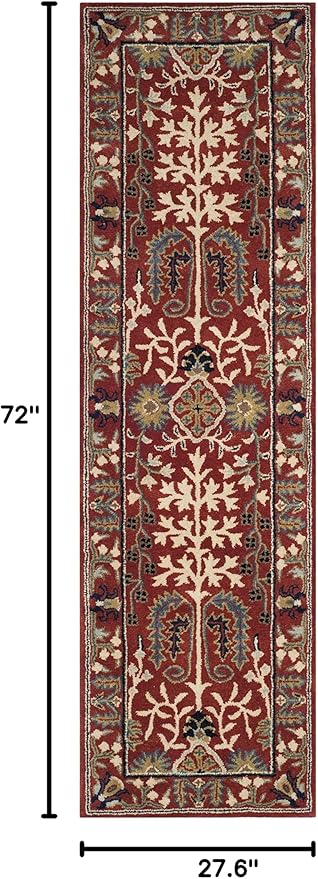 SAFAVIEH Antiquity Collection Runner Rug - 2'3" x 6', Red & Multi, Handmade Traditional Oriental Wool, Ideal for High Traffic Areas in Living Room, Bedroom (AT64A)