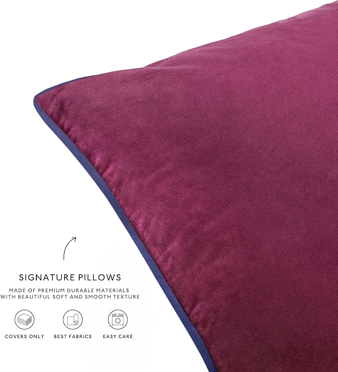 MONDAY MOOSE Decorative Throw Pillow Covers Cushion Cases, Set of 4 Soft Velvet Modern Double-Sided Designs, Mix and Match for Home Decor, Pillow Inserts Not Included (16x16 inch, Purple/Blue)
