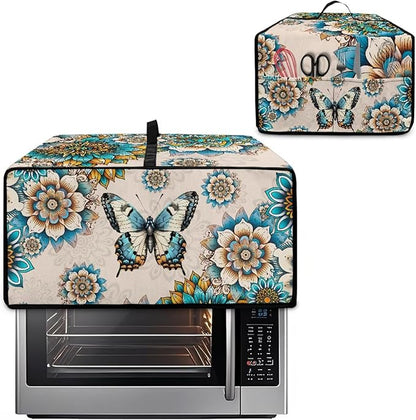 Toaster Oven Dust Cover for Countertop Convection Ovens, Dustproof Smart Kitchen Appliance Cover Modern Design Kitchen Decor, M, 16.5 x 20.5 x 10 Inches, Boho Butterfly Floral