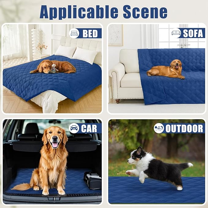 Smiry Waterproof Dog Bed Cover Blanket 68x82, Soft Reversible Pet Blanket, Washable Leakproof Cats Dogs Couch Cover for Sofa, Couch, Furniture, Lattice, Navy/Navy