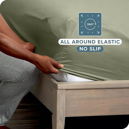 Bare Home 2-Pack Fitted Bottom Sheets Twin XL - Premium 1800 Ultra-Soft Wrinkle Resistant Microfiber - Deep Pocket (Twin XL, Sage)
