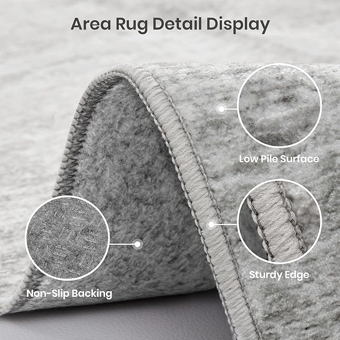 Valenrug Door Mat 2x3 - Stain Resistant 2x3 Entryway Area Rugs for Living Room, Non Slip Backing Large Area Rugs for Bedroom, Folable Machine Washable Area Rug (2'x3', Grey)