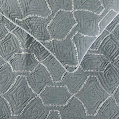The HomeCentric King Queen Twin Grey Blue Bed Runner with 2 Decorative Throw Pillow Cover, Full Size 68"x18" Bed Runner with Pillow Cover, Linen Quilted Embroidery, Modern Contemporary - Atmosphere