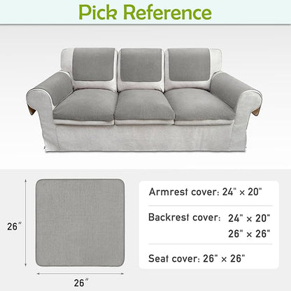 Couch Arm Covers, Sofa Arm Covers, Waterproof Armrest Covers for Sofa, Armchair, Loveseat, Non-Slip Recliner Arm Covers, Sofa Headrest Covers, Arm Chair Covers Set of 2 (Gray, 26"×26")