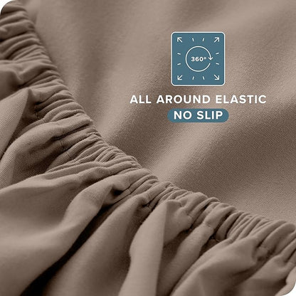 Bare Home King Sheet Set - Luxury 1800 Ultra-Soft Microfiber King Bed Sheets - Double Brushed - Deep Pockets - Easy Fit - 4 Piece Set - Bedding Sheets & Pillowcases (King, Taupe)