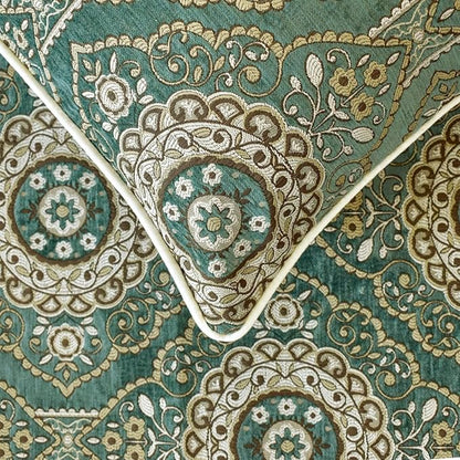 The HomeCentric King/Queen/Twin Teal Decorative Queen 74"x18" Bed Runner with Pillow Cover, Art Deco, Floral, Tassels & Velvet Bed Scarf on Velvet Fabric - Ahmet