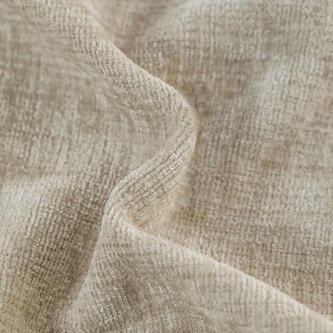 CaliTime Throw Pillow Covers Decorative 22 X 22 Inches Pack of 2 Cozy Solid Dyed Soft Chenille Cushion Cases with Pom Poms for Couch Sofa Bed Living Room Home Taupe