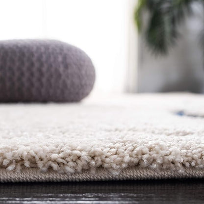 SAFAVIEH Florida Shag Collection Accent Rug - 2'3" x 4', Cream & Blue, Non-Shedding & Easy Care, 1.2-inch Thick Ideal for High Traffic Areas in Entryway, Living Room, Bedroom (SG471-1165)