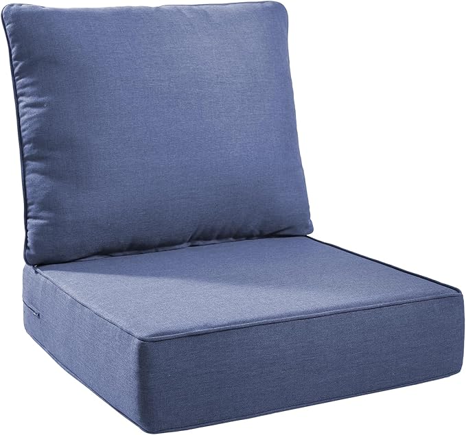 Outdoor Seat Cushion Set-24 x 24 x 6 Inch Outdoor Chair Cushions with Water Resistant & Removable Cover Outdoor Cushions for Patio Furniture Chair Sofa Couch-Blue