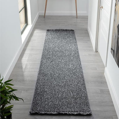 LUXE WEAVERS Solid Machine Woven Smoke 2x8 Area Rug, Indoor Stain-Resistant Carpet
