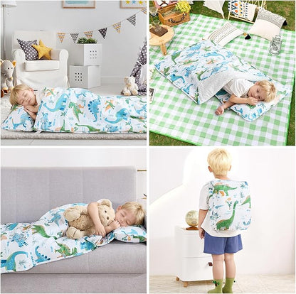 DJY Toddler Nap Mat,Kid Slumber Bag with Removable Pillow & Minky Blanket,Soft Sleeping Mat Perfect for Daycare,Preschool,Kindergarten,Travel
