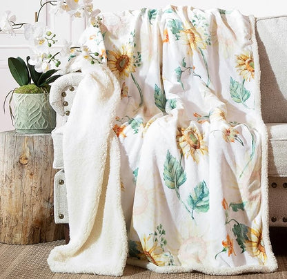 CARSTENS, INC. Ultra Premium Super Soft Plush Sherpa Fleece Oversized Throw Blanket 54" x 68", Sunflower
