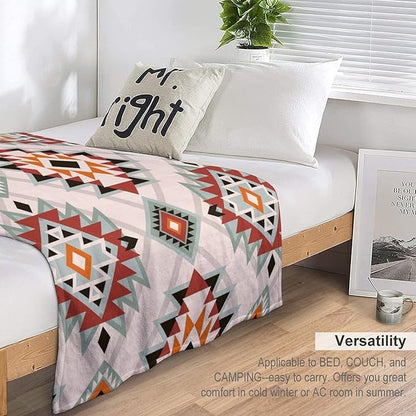 Southwest Style Blanket, Boho Geometric Print Throw Blanket Tribal Aztec Blanket for Couch Bed Sofa Cover Throw Home DéCor 60"x80"