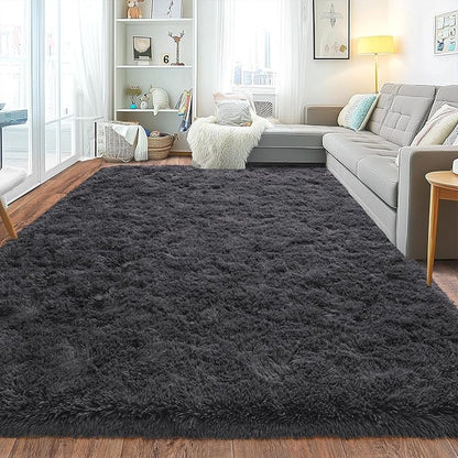 Upgrade Non-Slip Plush Rugs for Living Room, Soft Shaggy Carpets for Living Room, Fuzzy Rugs for Kids' Room, Perfect Decor for Modern Home Charcoal 6x9 Feet