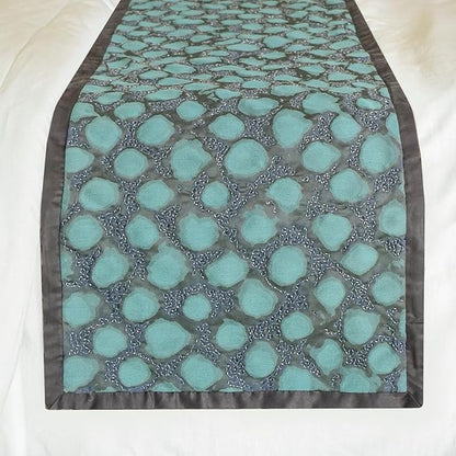 The HomeCentric Blue Bed Runner for King/Queen/Twin Jacquard Decorative Bed Scarf 53"x18" Bed Runner Without Pillow Cover, Abstract Bed Scarf Bedroom Décor Accent - Laguna Drift