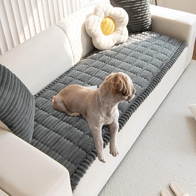 Non Slip Fuzzy Pet Couch Covers for Sofa, Washable Couch Cushion Covers for Large Dogs