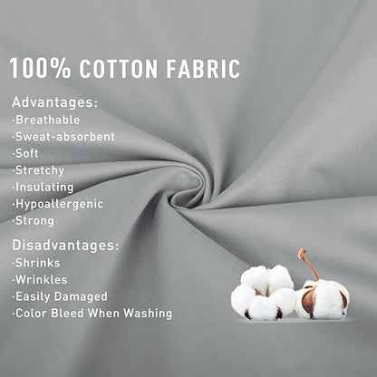 Sunflower Twin Fitted Sheet, 1-Piece Deep Pocket Fitted Bottom Sheet 15", 100% Cotton Sateen Soft Breathable, Silver Gray