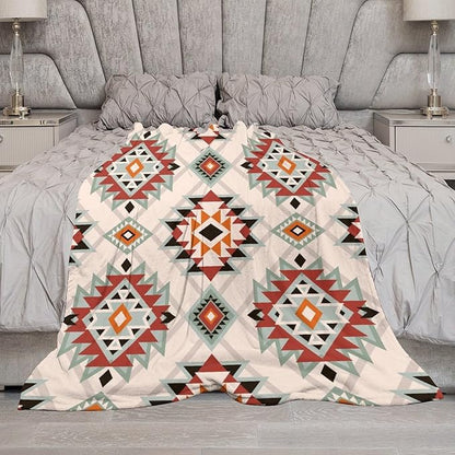 Southwest Style Blanket, Boho Geometric Print Throw Blanket Tribal Aztec Blanket for Couch Bed Sofa Cover Throw Home DéCor 50"x60"