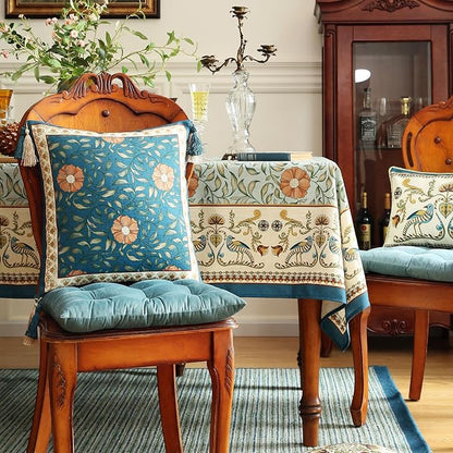 patdrea Designer Square Throw Pillow Covers,French Floral Blue Farmhouse Linen Vine Branch Pattern Pillow Cover,Decorative Pillowcases Cushion for Bed Living Room Outdoor Car,18"x18"