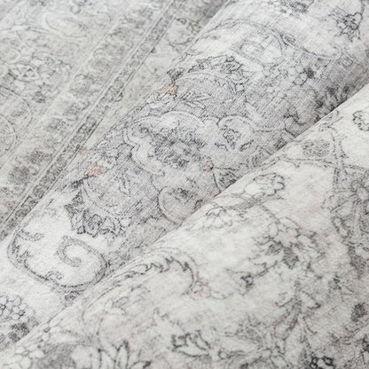 Gray Area Rug 5x7 for Living Room Washable Vintage Carpet Low Pile Non Slip Distressed Soft Traditional Retro Oriental Grey Accent Throw Rug Office Kitchen Bedroom Bathroom Dining Room