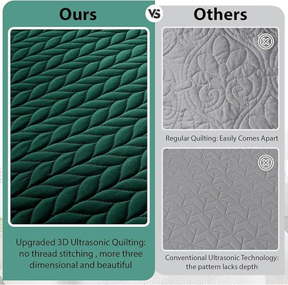 IR Imperial Rooms 8 Pack California King Quilt Bedding Set (118"x106") - Bulk Wholesale for Hotels, Guest Bedroom & Airbnbs - Lightweight Microfiber Reversible Embossed Quilts Bedspread (Emerald)