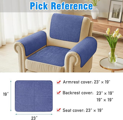Couch Arm Covers, Sofa Arm Covers, Waterproof Armrest Cover for Sofa, Armchair, Loveseat, Headrest Cover, Non-Slip Recliner Arm Cover, Arm Chair Covers Set of 2 (Navy Blue, 23"×19")