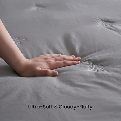 Simple&Opulence Cooling Quilted Mattress Pad – Fitted Sheet Mattress Protector Cover with Elastic Corners, Soft & Breathable, 16 Inch Deep Pocket (Dark Grey,Queen)