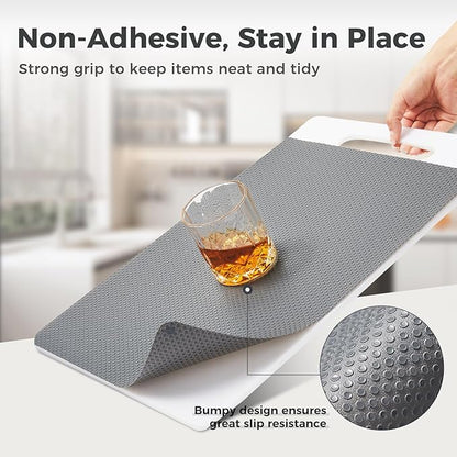 100% EVA Shelf Liner for Kitchen Cabinet, 24" x 120" Drawer Liners Non Adhesive Non Slip Waterproof Plastic Paper, Dresser Pantry Bathroom Refrigerator Protector, Grey
