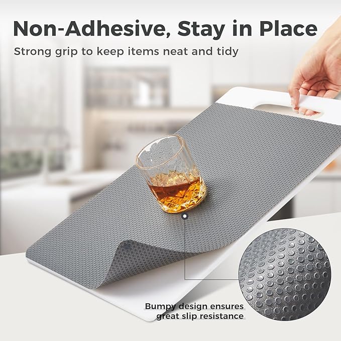 100% EVA Shelf Liner for Kitchen Cabinet, 12" x 360" Drawer Liners Non Adhesive Non Slip Waterproof Plastic Paper, Dresser Pantry Bathroom Refrigerator Protector, Grey