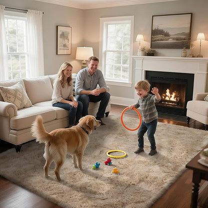 Fluffy Rug Shaggy Area Rug, Beige 4x6 Area Rugs for Bedroom, Small Bedside Rug, Soft Fluffy Shaggy Entryway Throw Rugs for Living Room Bedroom Kids Room Home Decor