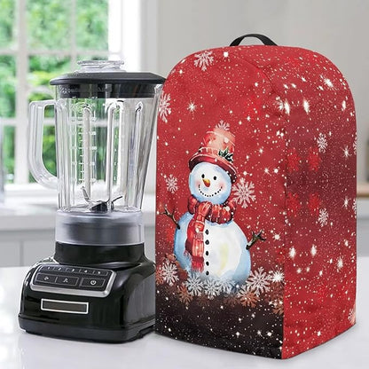 Christmas Blender Dust Cover Stand Mixer or Coffee Maker Appliance Covers with Drawstring, Anti Fingerprint Dust Proof Stain Resistant Blender Cover for Kitchen, Cute Snowman Print