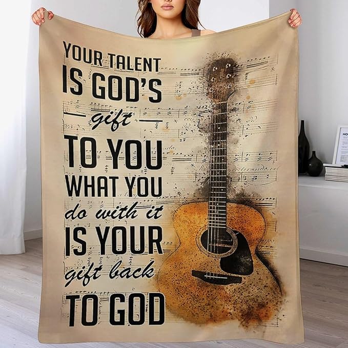 Guitar Music Blanket Guitar Gifts for Girls Women Men Music Throw Blanket Guitar Blanket for Kids Adults Soft Warm Cozy Fleece Blanket for Couch Sofa Bed 50"x60"