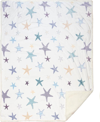 CARSTENS, INC. Ultra Premium Super Soft Plush Sherpa Fleece Oversized Throw Blanket 54" x 68", Starfish Coastal