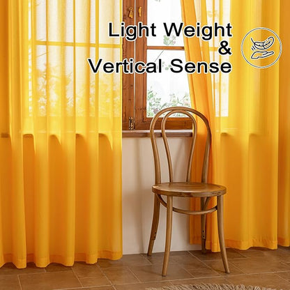 MAIHER Gold Sheer Pinch Pleated 120 Inch Curtains Floor to Ceiling for Living Room Light Filtering Pleated Drapes with Adjustable Hooks Soft Touch 10ft Curtains, Gold, 42" W x 120" L, 2 Panels
