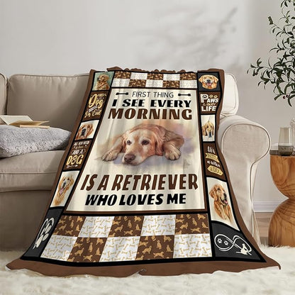 Golden Retriever Dog Print Blanket Best Dog Pet Animal Throw Blankets for Couch Sofa Stuff Decor Gifts Lightweight Soft Cozy Fleece Plush Warm Flannel Bedding for Lover Man Woman Teen Adults 40"x50"