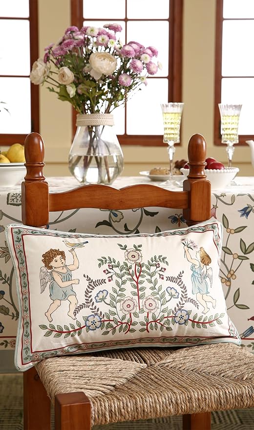 Rectangle Throw Pillow Covers Pack of 2,Green Cozy Velvet Farmhouse with Angles and Floral Pattern Pillowcases,Decor Lumbar Pillows Cushion Covers for Couch Sofa Bed Car Chair,12"x20"