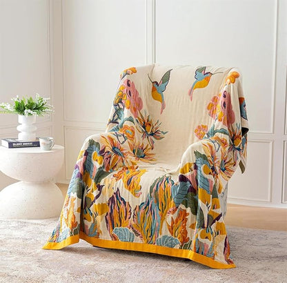 MSGKV Boho Throw Blanket King Size Warm Blanket for Couch and Sofa Blankets Cover for Living Room Throw Blankets Fall Cozy Bed Quilt(D-Flower and Butterfly, 108" x 90"(King))