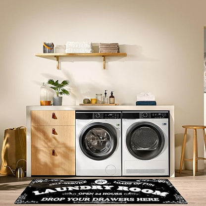 Zoke Laundry Room Rug Runner Stylish Non-Slip Laundry Room Mat 20"x47", Versatile, Waterproof Runner for Laundry, Kitchen, and Bathroom, Mudroom Decor and Farmhouse Charm