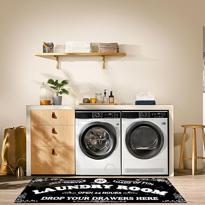 Zoke Laundry Room Rug Runner Stylish Non-Slip Laundry Room Mat 20"x59", Versatile, Waterproof Runner for Laundry, Kitchen, and Bathroom, Mudroom Decor and Farmhouse Charm