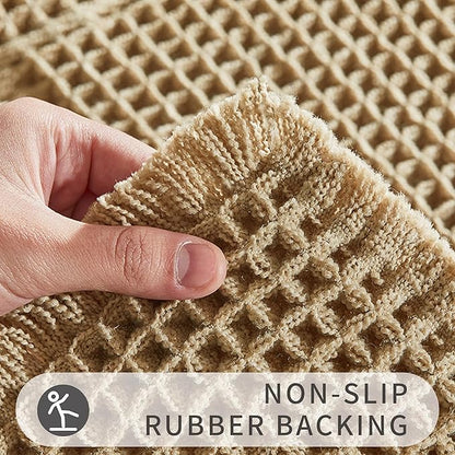Bath Mats for Bathroom Non Slip,Waffle Luxury Bath Mat,Machine Washable Bath Mat for Shower,Ultra Soft Bathmat,Brown,19"*48"