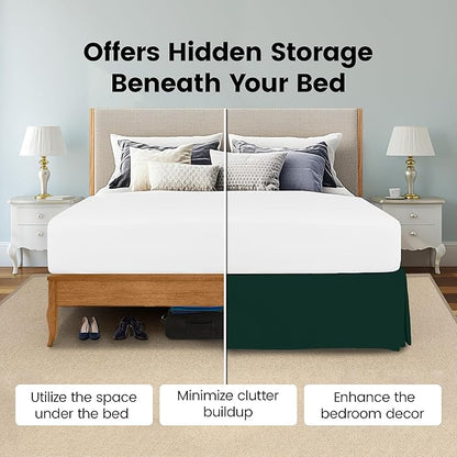 Utopia Bedding Queen Bed Skirt - Soft Quadruple Pleated Ruffle - Easy Fit with 16 Inch Tailored Drop - Hotel Quality, Shrinkage and Fade Resistant (Queen, Emerald)