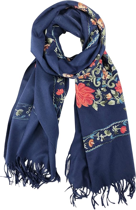 Urban CoCo Women's Embroidered Tassel Long Shawl Oversize Scarf Wraps for Women